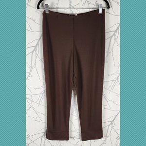 Sympli Maroon Stretch Knit High Rise Cuffed Ankle Pants
